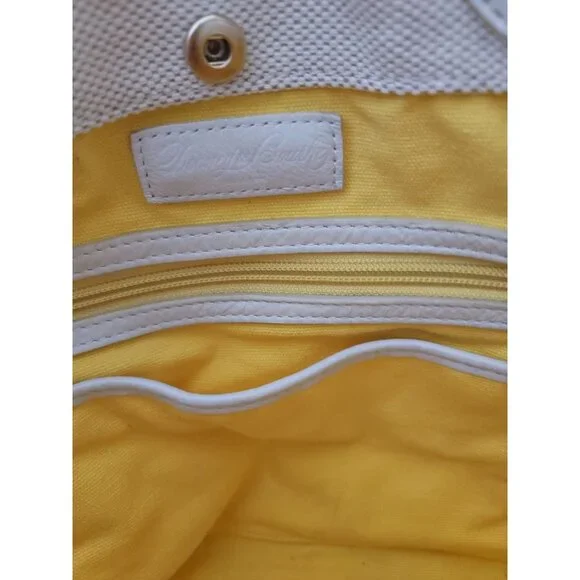 DOONEY & BOURKE Women's Cream Canvas Shopper Tote Bag Leather Handles - Picture 11 of 15